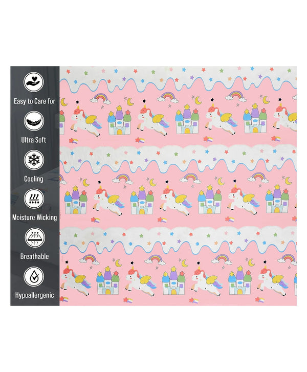 Kids Unicorn Cartoon Print Reversible Comforter – Single Bed (60 x 90 Inch)