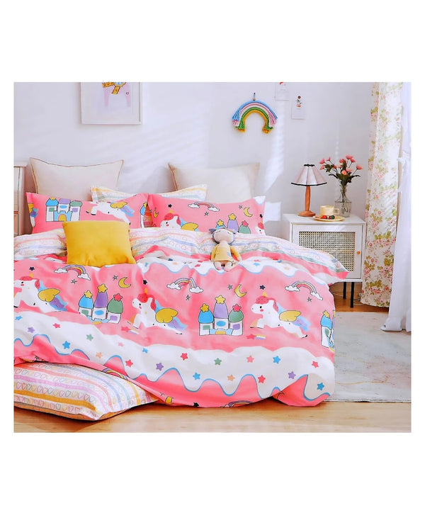 Kids Unicorn Cartoon Print Reversible Comforter – Single Bed (60 x 90 Inch)
